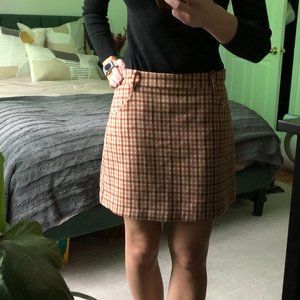 Brown Plaid Mini Skirt